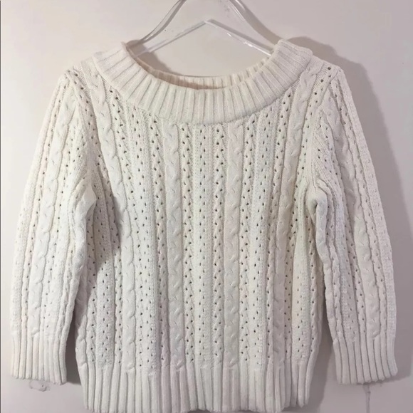 Anne Klein Women Cable Knit Sweater Small Off White 3/4 Length Sleeve - Picture 3 of 9